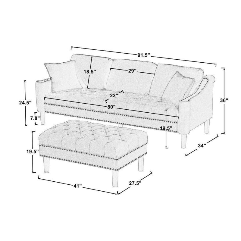Mercer41 Kasson Chesterfield Sofa with Ottoman & Reviews